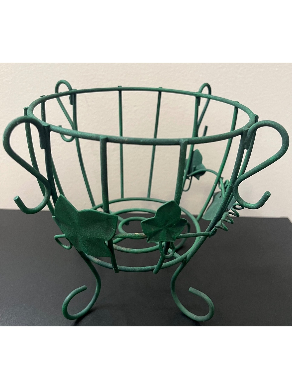 Green metal wire planter basket